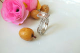 2ct Emerald Cut Peach Morganite Engagement Ring 18k White Gold Finish Bridal Set