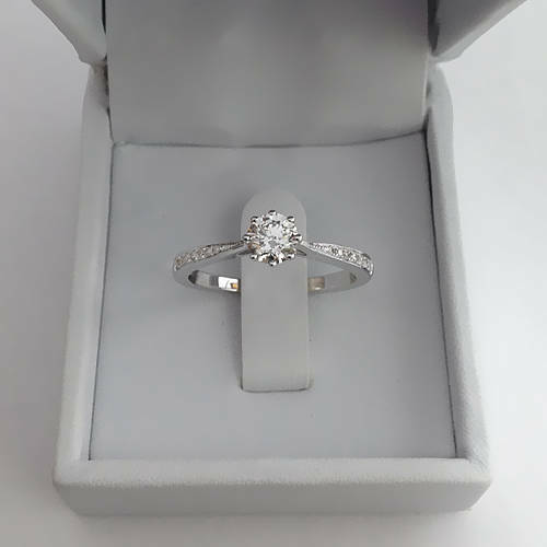 1ct Round Cut Diamond Delicate Solitaire Engagement Ring 14k White Gold Finish