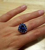 2.3ct Engagement Ring Heart Cut Blue Sapphire Halo Solitaire 14k White Gold Over