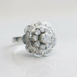 2.3ct Round Cut Diamond Art Deco Flower Engagement Ring 14k White Gold Finish