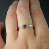 1ct Emerald Blue Aquamarine Round Diamond Accent Trilogy Ring 14k WhiteGold Over