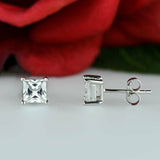 0.5ct Princess Cut VVS1 Diamond Classic Stud Earring Women 14k White Gold Finish