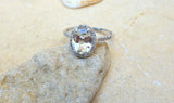 1.2ct Oval Cut Diamond Engagement Ring 14k White Gold Finish Halo Promise Women