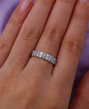 2ct Baguette Cut Diamond Wedding Band 3 Row Half Eternity 14k White Gold Finish