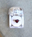 1.2ct Engagement Ring Heart Cut Red Garnet Solitaire Women 14k White Gold Finish