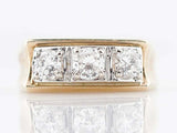 3ct Round Brilliant Cut Diamond Trilogy Men Engagement Ring 14k Yellow Gold Over