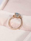 1.3ct Oval Cut Blue Aquamarine Diamond Trilogy Engagement Ring 14k RoseGold Over