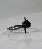 1ct Engagement Ring Oval Cut Black Diamond Solitaire Bypass 14k BlackGold Finish