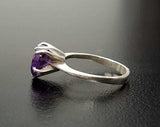 1.5ct Engagement Ring Heart Cut Purple Amethyst Solitaire 14k White Gold Finish