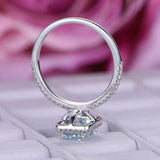 2.2ct Emerald Cut Blue Aquamarine Engagement Ring Halo 14k White Gold Finish