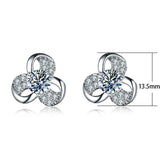 1.5ct Round Cut VVS1D Diamond Flower Design Stud Earrings 14k White Gold Finish