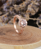 1.2ct Round Cut Peach Morganite Engagement Ring 18k Rose Gold Finish Solitaire