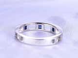 1.5ct Princess Cut Blue Sapphire Wedding Band Anniversary 14k White Gold Finish