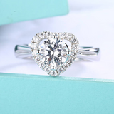 1.7ct Round Cut Diamond Engagement Ring 14k White Gold Finish Heart Shape Halo