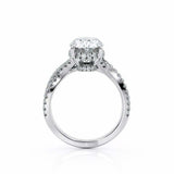 2ct Oval Cut Diamond Engagement Ring Hidden Halo Solitaire 14k White Gold Finish