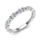 1ct Baguette Round Cut Diamond Wedding Band Half Eternity 18k White Gold Finish