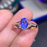 1.2ct Oval Cut Blue Tanzanite Engagement Ring Split Shank 14k Yellow Gold Finish