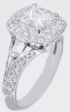 Halo Solitaire Engagement Ring 2.7ct Princess Cut Diamond 14k White Gold Finish