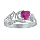 1ct Engagement Ring Heart Cut Pink Ruby Mom Mothers Day 14k White Gold Finish