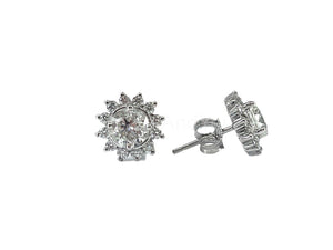 1ct Round Cut Moissanite Halo Cluster Stud Earrings Women 14k White Gold Plated