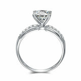 2ct Round Cut Diamond Solitaire with Accent Milgrain Ring 14k White Gold Finish