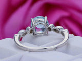 1ct Round Cut Aquamarine Engagement Ring Solitaire Vintage 14k White Gold Finish