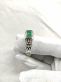 3ct Engagement Ring Oval Cut Green Emerald Filigree Cocktail 14k White Gold Over