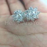 2ct Round Cut Moissanite Flower Cluster Stud Earrings 14k White Gold Plated