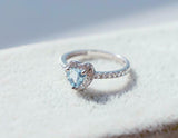 1.5ct Heart Blue Aquamarine Engagement Ring Round Accent Halo 14k WhiteGold Over