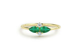 1ct Pear Green Emerald Two Stone Minimalist Engagement Ring 14k Yellow Gold Over