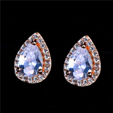 2ct Pear Cut Diamond Halo Pear Shape Design Stud Earrings 14k Rose Gold Finish