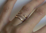 1.2ct Trillion Cut Diamond Engagement Ring 14k Rose Gold Finish Bridal Set Band