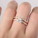 1.5ct Heart Cut Simulated Diamond Bridal Set Infinity Band 14k Rose Gold Plated