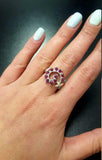 1.5ct Engagement Ring Round Cut Pink Ruby Swirl Twist 14k White Gold Finish