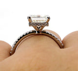 2Ct Asscher Diamond Hidden Halo Solitaire Engagement Ring 14K White Gold Finish