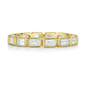 1.7ct Emerald Cut Diamond Wedding Band 14k Yellow Gold Finish Full Eternity