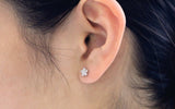 Flower Stud Earrings 0.3ct Round Brilliant Cut Diamond 14k White Gold Finish