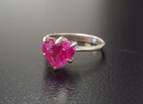 1.5ct Engagement Ring Heart Cut Pink Ruby Solitaire Women 14k White Gold Finish