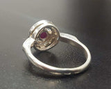 1ct Engagement Ring Round Cut Pink Ruby Round Diamond Halo 14k White Gold Finish