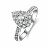 1.6ct Pear Diamond Engagement Ring Halo Solitaire with Accent 14k WhiteGold Over