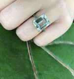 2ct Emerald Cut Blue Aquamarine Engagement Ring Solitaire 14k Yellow Gold Finish