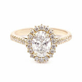 2ct Oval Cut Diamond Engagement Ring Halo 14k WhiteGold Finish with Round Accent