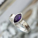 1ct Marquise Cut Purple Amethyst Engagement Ring Solitaire 14k White Gold Finish