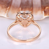 1.2ct Heart Cut Peach Morganite Halo Promise Engagement Ring 14k RoseGold Finish