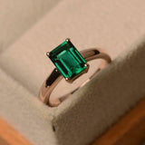 1.5ct Green Emerald Cut Engagement Ring 4 Prong Solitaire 14k Rose Gold Finish