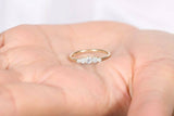 0.45ct Engagement Ring Round Cut Diamond 5 Stone Minimalist 14k Yellow Gold Over