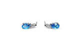 1ct Dangle Earrings Oval Cut Topaz Diamond Stylish Design 14k White Gold Finish