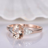 1ct Oval Cut Peach Morganite Solitaire Engagement Ring 14k Rose Gold Finish