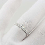 1.7ct Round Diamond 6 Prong Solitaire with Accents Ring 18k White Gold Finish