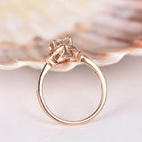 1.2ct Oval Peach Morganite Art Deco Promise Engagement Ring 14k Rose Gold Finish